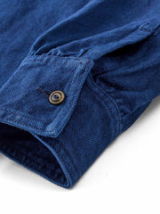 Indigo コットンリネン ワークシャツジャケット