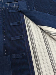 ヴィンテージウォッシュ デニム×インディゴ手織り布 パッチワークジャケット