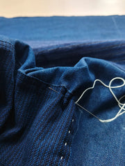 ヴィンテージウォッシュ デニム×インディゴ手織り布 パッチワークジャケット