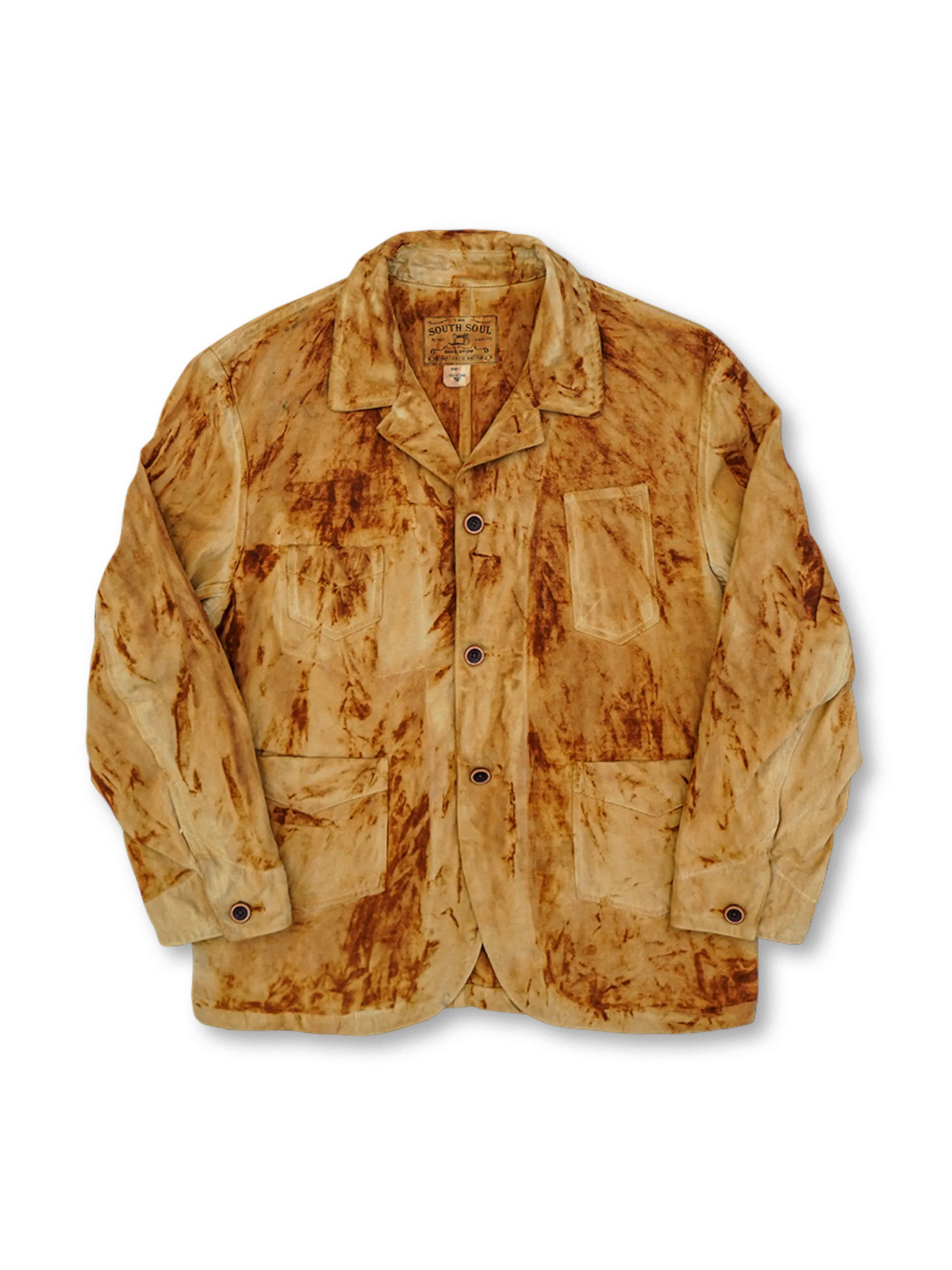 正面から見た鉄錆染めコットンワークジャケット