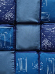 インディゴパッチワークそば殻スリーピングピロー