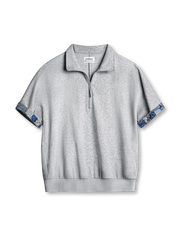 BORO風 ハーフジップポロシャツ