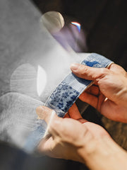 BORO風 ハーフジップポロシャツ