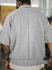 BORO風 ハーフジップポロシャツ