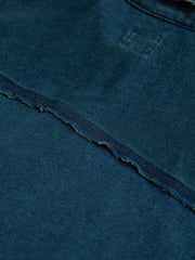 インディゴ 刺繍パッチ ウォッシュド ポロシャツ