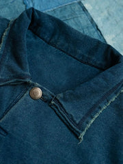 インディゴ 刺繍パッチ ウォッシュド ポロシャツ