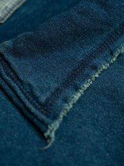 インディゴ 刺繍パッチ ウォッシュド ポロシャツ