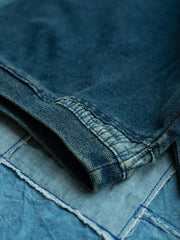 インディゴ 刺繍パッチ ウォッシュド ポロシャツ