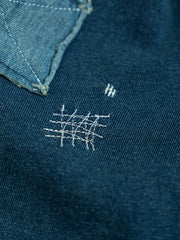 インディゴ 刺繍パッチ ウォッシュド ポロシャツ