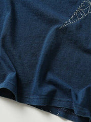 藍染め刺繍ショートスリーブTシャツ