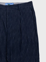 リネン パンツ 藍染ストライプ柄