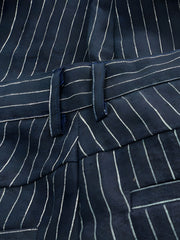 リネン パンツ 藍染ストライプ柄