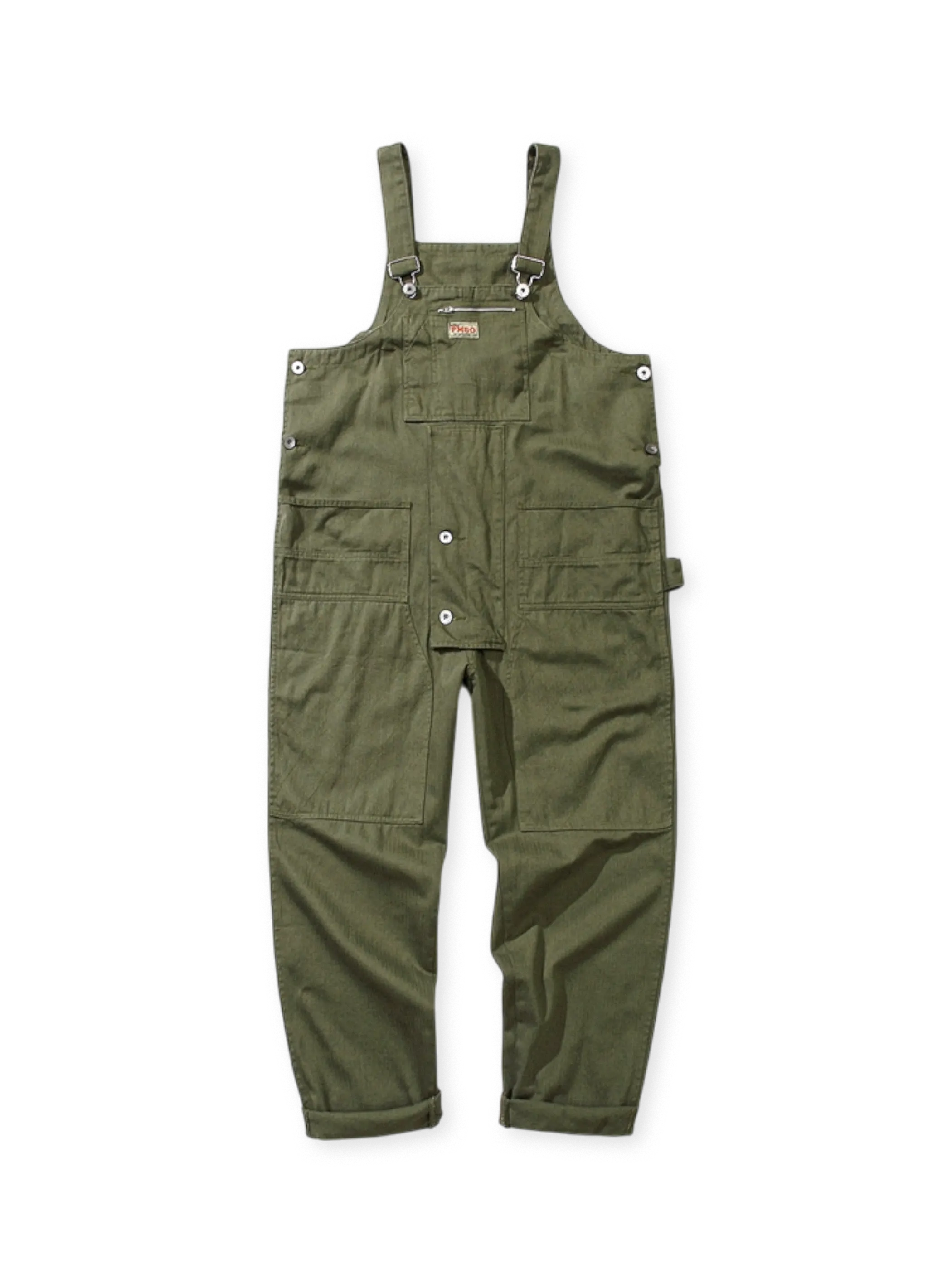 製品画像: ワイドフィット サロペット オーバーオールの正面全体ビュー