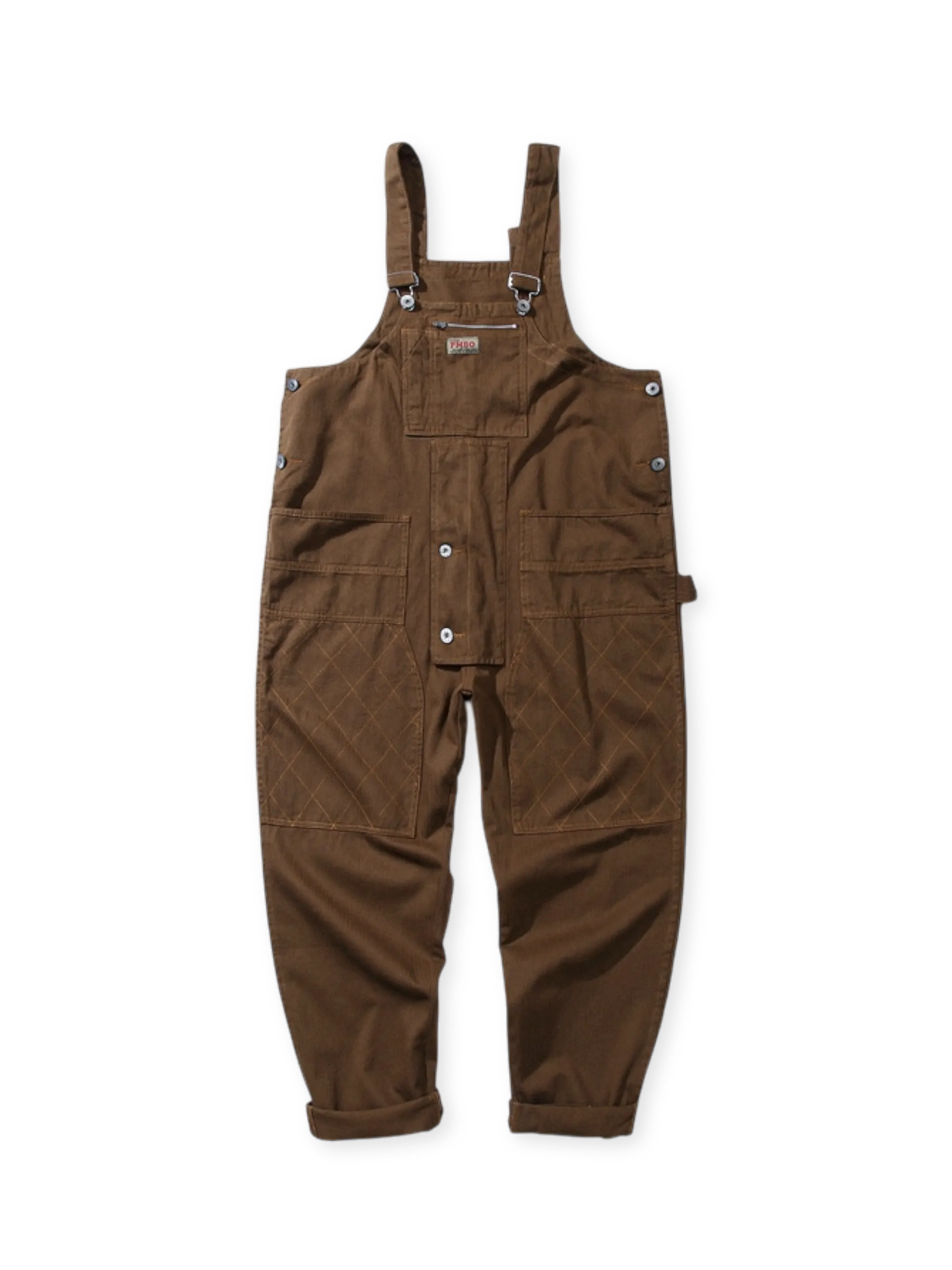 製品画像: ワイドフィット サロペット オーバーオールの正面全体ビュー