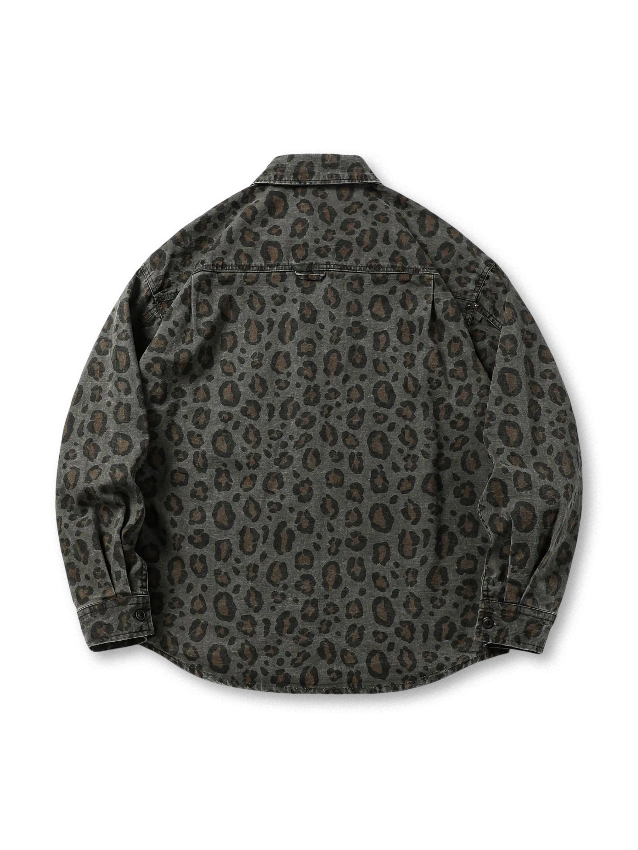 タイダイ加工のレオパード迷彩長袖シャツ全体像