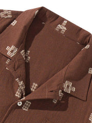 クロス刺繍開襟リラックスシャツ