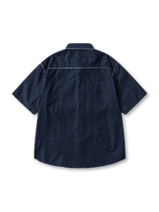 デニムウォッシュ半袖シャツ