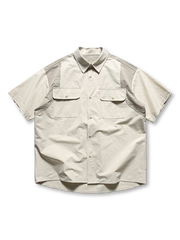 パネル切替テクスチャー半袖シャツ