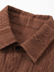 レトロテクスチャード ドレープ半袖シャツ