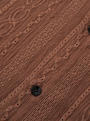 レトロテクスチャード ドレープ半袖シャツ