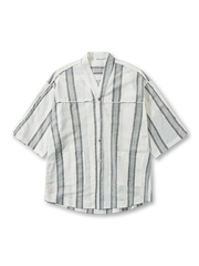 羽織風デザインのストライプ半袖シャツ