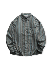 復古ストライプフリースシャツの全体外観