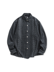 ジャガードウォッシュデニムパッチワークシャツ