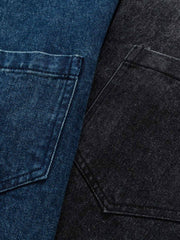 スタンドカラー ヴィンテージウォッシュデニムシャツ