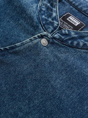 スタンドカラー ヴィンテージウォッシュデニムシャツ