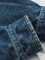 スタンドカラー ヴィンテージウォッシュデニムシャツ