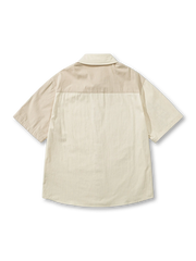 ベージュ×ライトベージュのバイカラー半袖シャツ