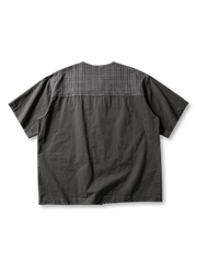 ノーカラーパネルレイヤードシャツ