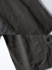 ノーカラーパネルレイヤードシャツ