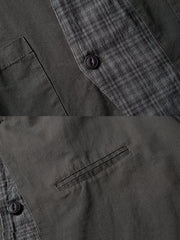 ノーカラーパネルレイヤードシャツ