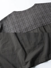 ノーカラーパネルレイヤードシャツ