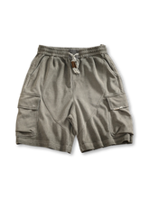 ヴィンテージ加工 カーゴショーツ メンズ グレー サイドポケット付き 夏用ショートパンツ