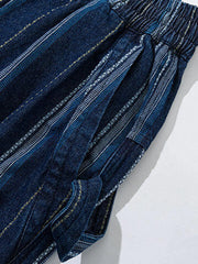 ウォッシュドストライプワイドショートパンツ