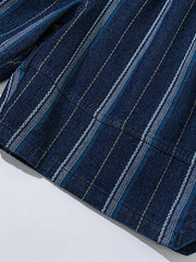 ウォッシュドストライプワイドショートパンツ