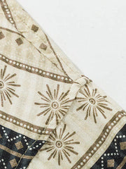 エスニックモチーフ着流し襟半袖シャツ