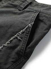 ヴィンテージ風サンドウォッシュカットオフポケットパンツ