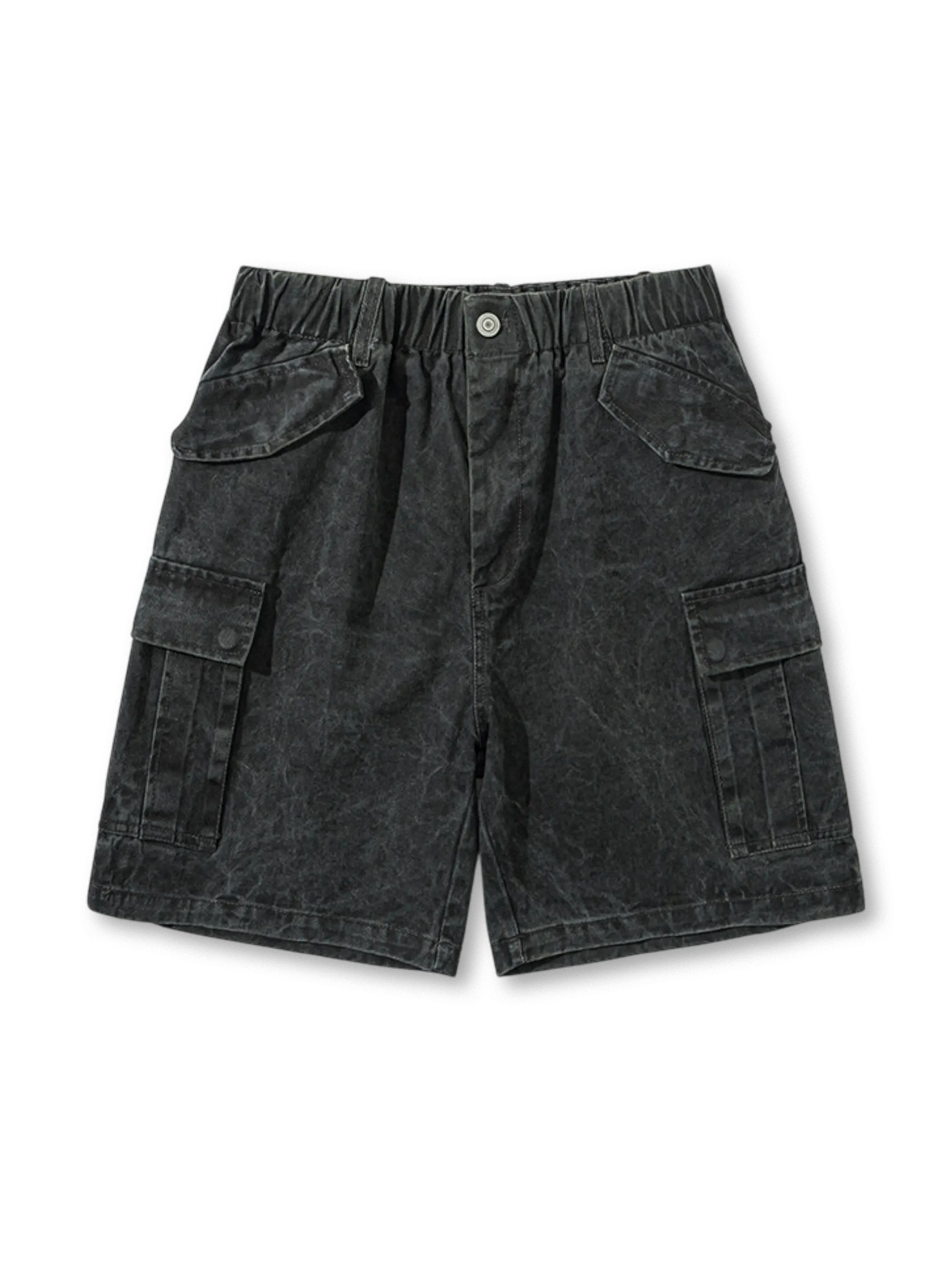 ウォッシュ加工コットンカジュアルショートパンツ