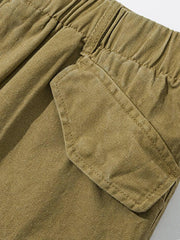 ウォッシュ加工コットンカジュアルショートパンツ