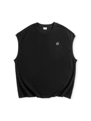 製品画像:ノースリーブ・ラウンドネック 刺繍Tシャツ全体正面展示