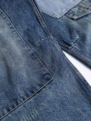 ヴィンテージパッチワークプリントデニムパンツ