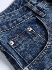 ヴィンテージパッチワークプリントデニムパンツ