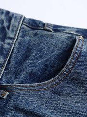 ヴィンテージパッチワークプリントデニムパンツ