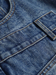 ヴィンテージパッチワークプリントデニムパンツ