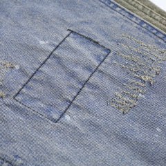 カラーブロックパッチワークヴィンテージデニムパンツ