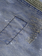 カラーブロックパッチワークヴィンテージデニムパンツ