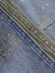 カラーブロックパッチワークヴィンテージデニムパンツ